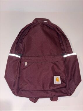 CARHARTT Maroon Classic Canvas Backpack with Reflective Trim & Side Pockets